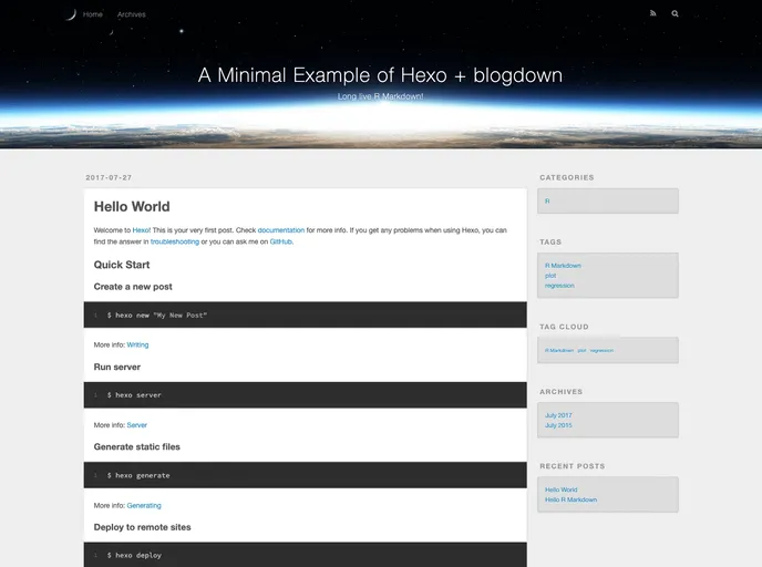 screenshot of Blogdown Hexo
