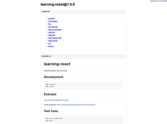 screenshot of Learning React