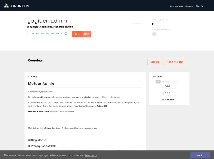 screenshot of Meteor Admin