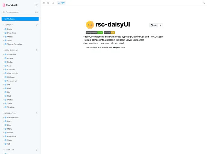 screenshot of Rsc Daisyui
