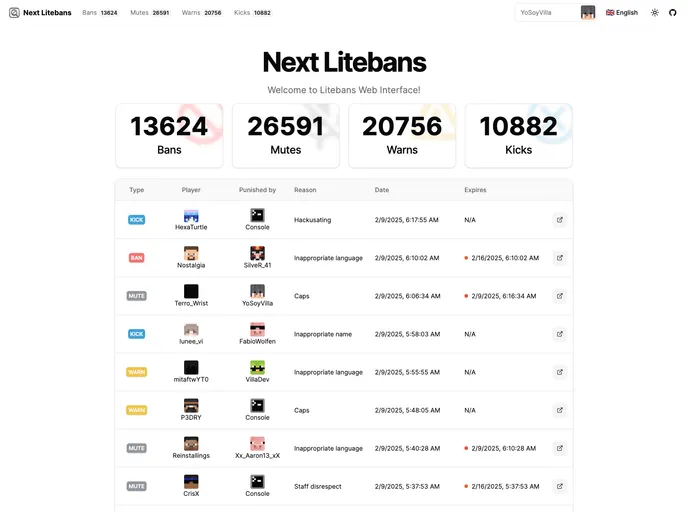 screenshot of Next Litebans