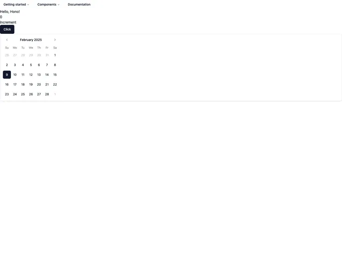 screenshot of Example Honox Shadcn UI
