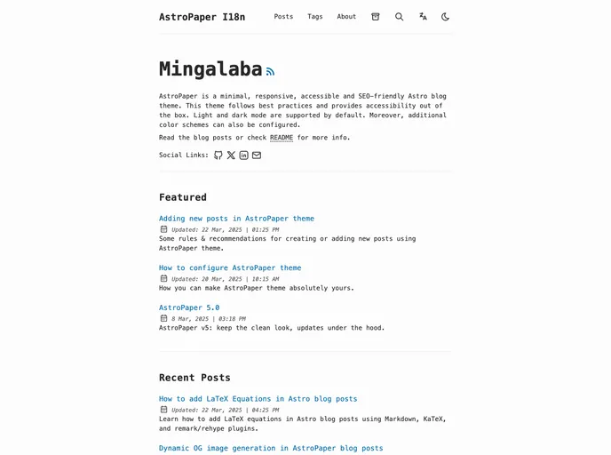 screenshot of Astro Paper I18n