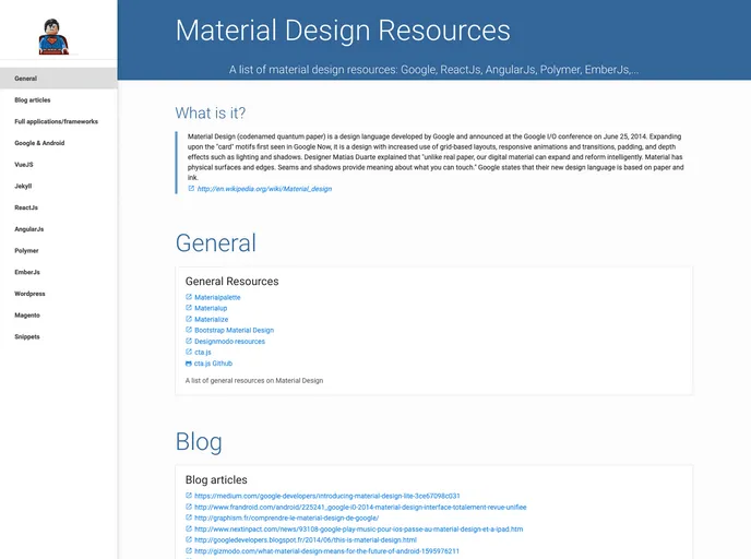 screenshot of Material Design Resources
