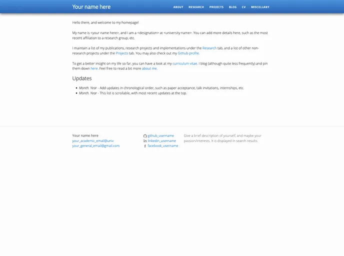 screenshot of Academic Portfolio