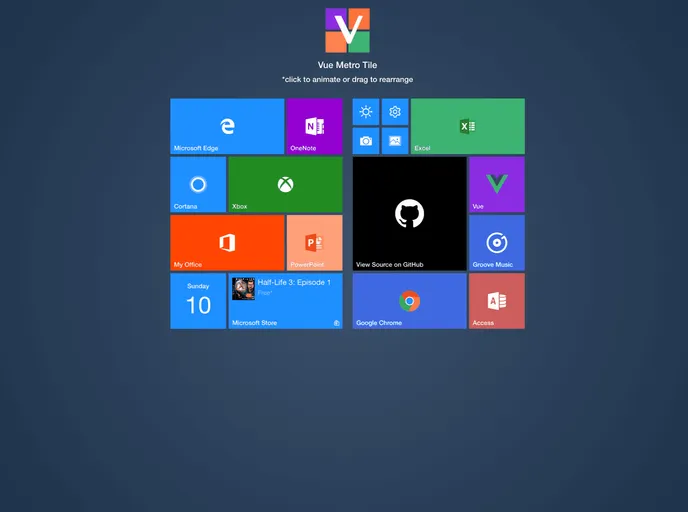 screenshot of Vue Metro Tile