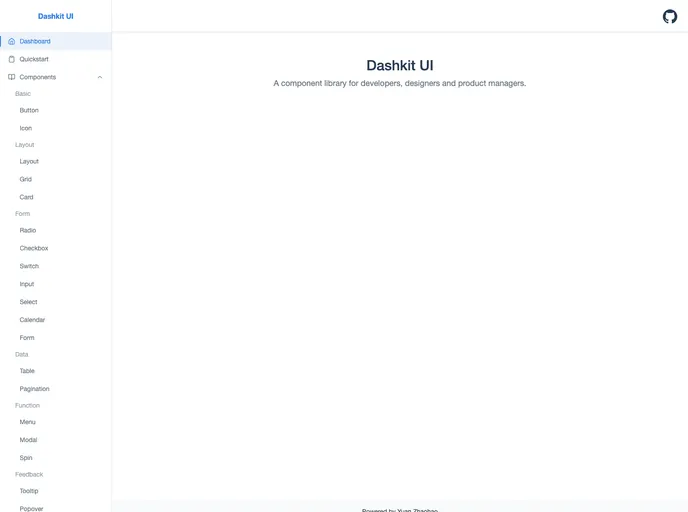 screenshot of Dashkit UI