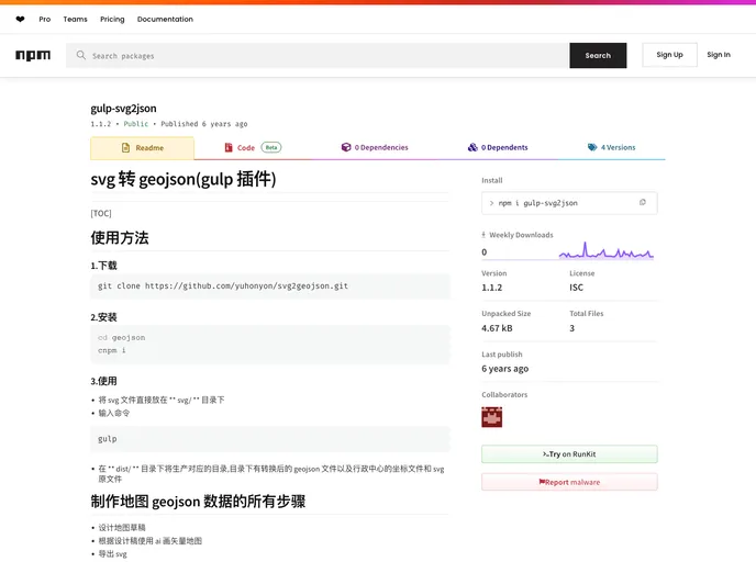 screenshot of Svg2geojson