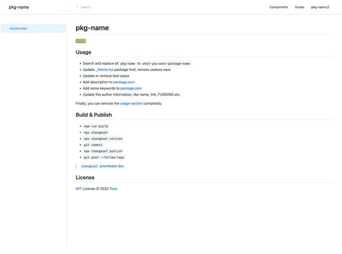 screenshot of Starter Vite React Library