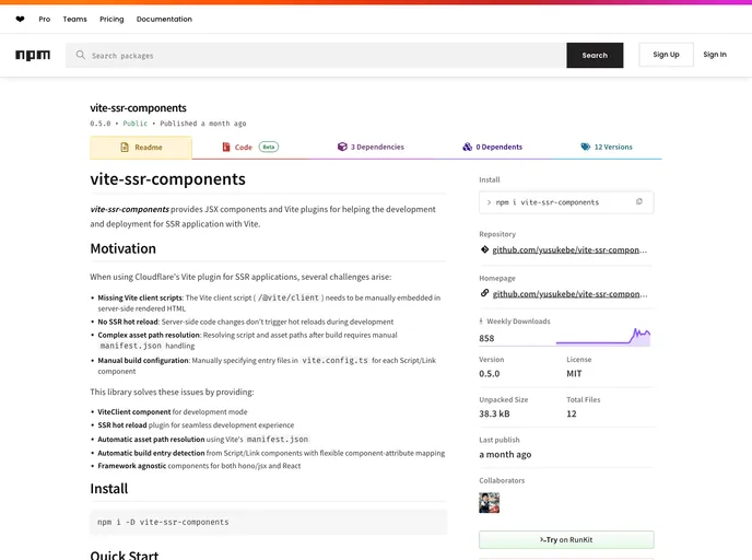 screenshot of Vite Ssr Components