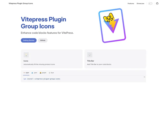 screenshot of Vitepress Plugin Group Icons