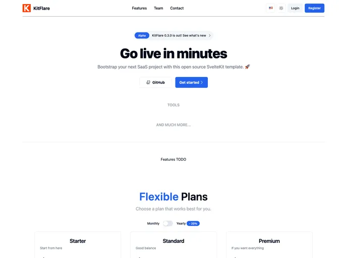 screenshot of Kit Saas Starter