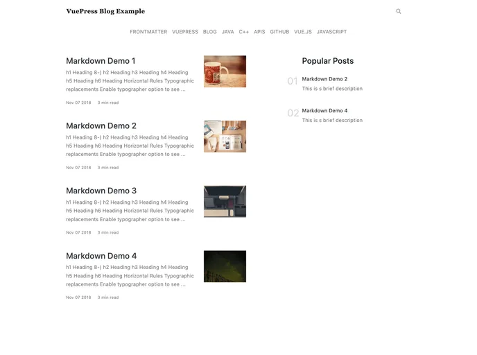 screenshot of Vuepress Theme Medium