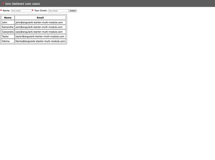 screenshot of Angular6 Starter Multi Module