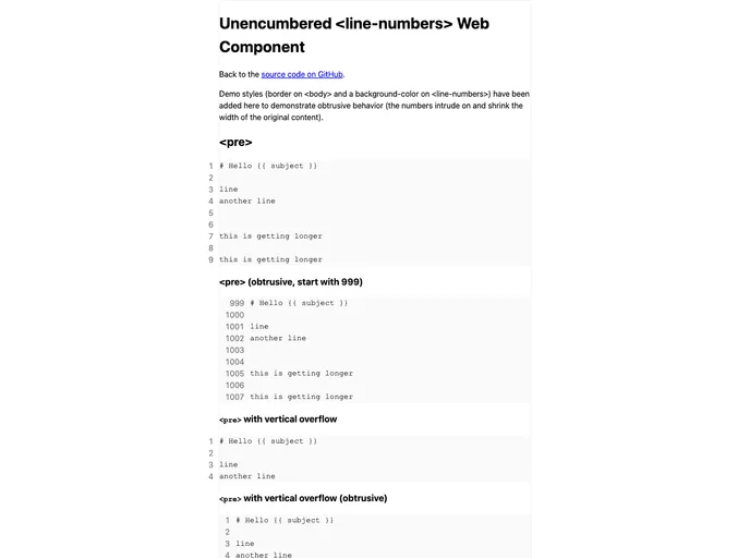 screenshot of Line Numbers
