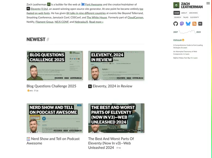 screenshot of Zachleat.com