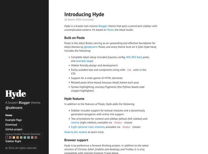 screenshot of Hyde Blogger Template