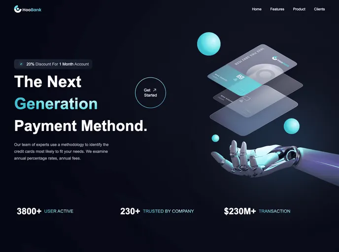 screenshot of Hoobank App Landing Page