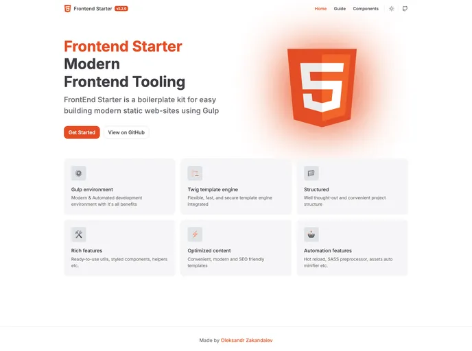 screenshot of Frontend Starter