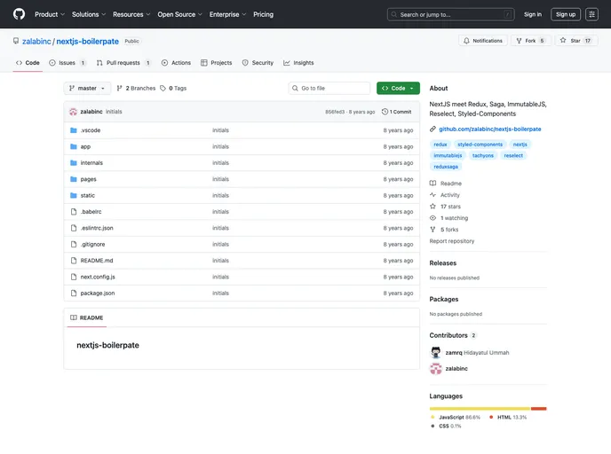 screenshot of Nextjs Boilerpate