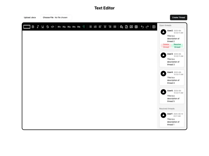 screenshot of Text Editor Tiptap