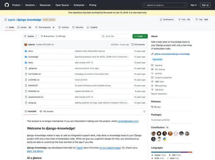screenshot of Django Knowledge