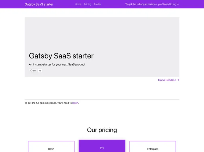 screenshot of Gatsby Starter Redux Saas