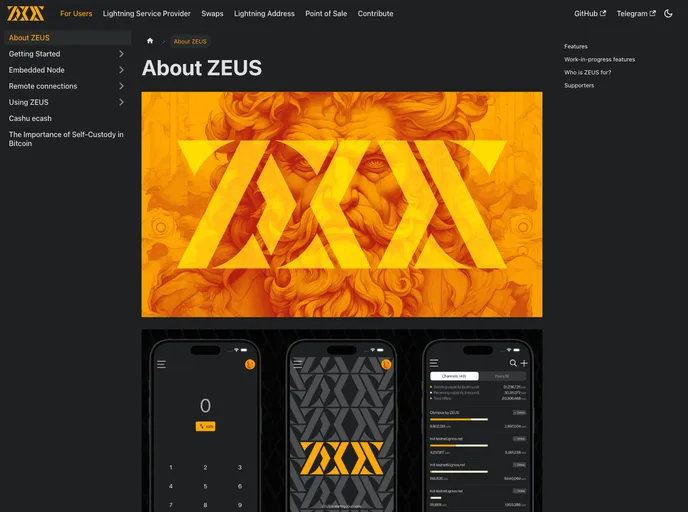 screenshot of Zeus Docs