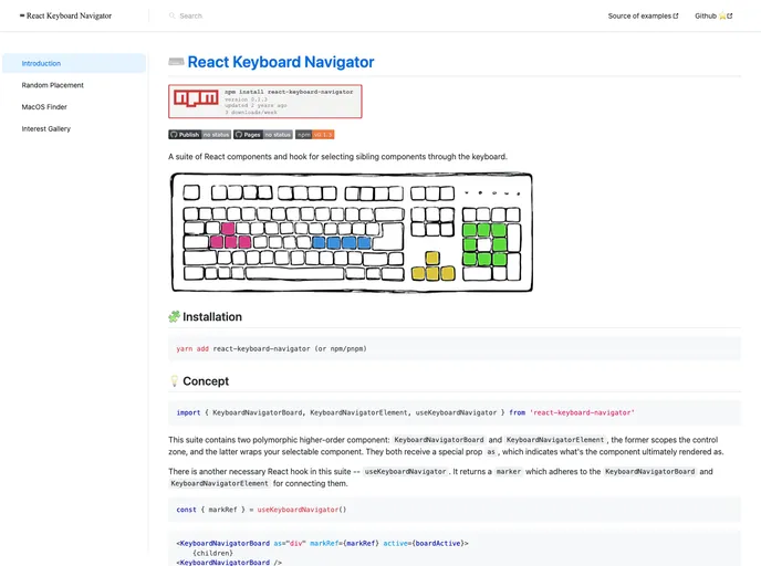screenshot of React Keyboard Navigator