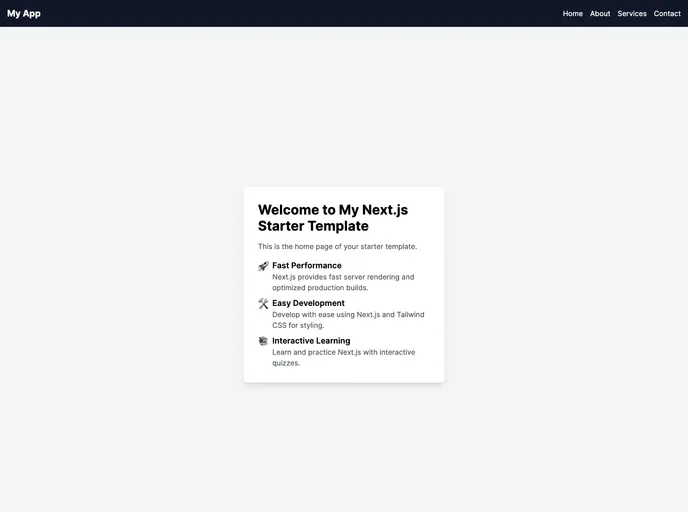 screenshot of Nextjs13 Reactjs Typescript Tailwindcss Jest Starter Frontend