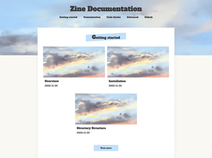 screenshot of Zine