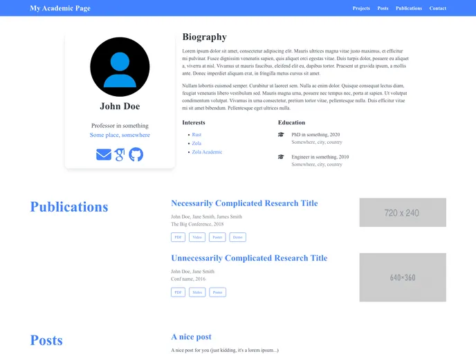 screenshot of Zola Academic