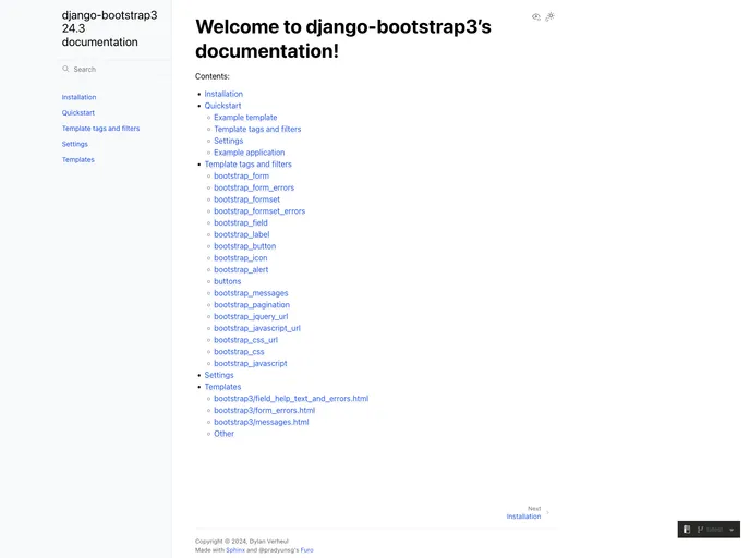 screenshot of Django Bootstrap3