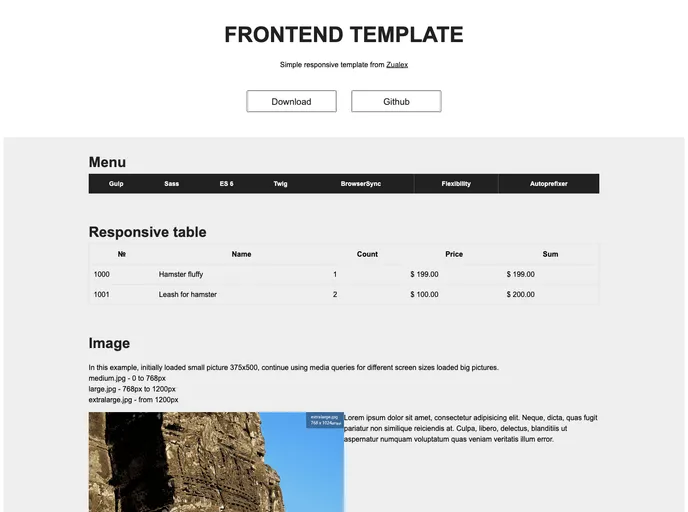 screenshot of Frontend Template