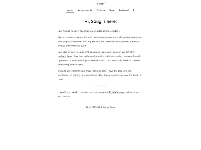 screenshot of Saugi.me