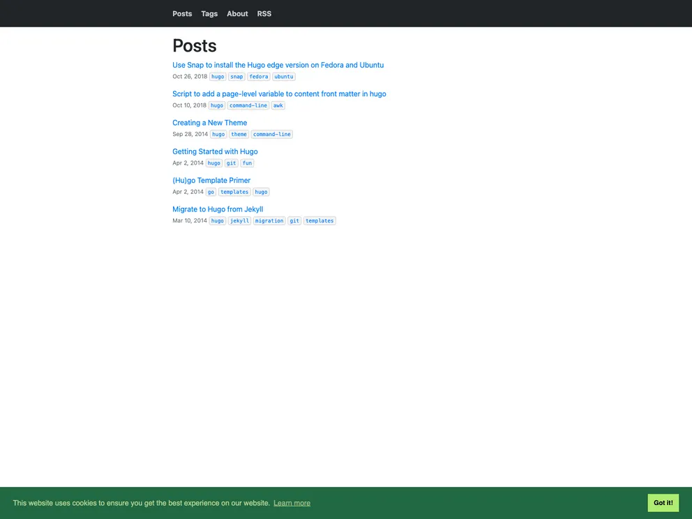 screenshot of Minimal Bootstrap Hugo Theme