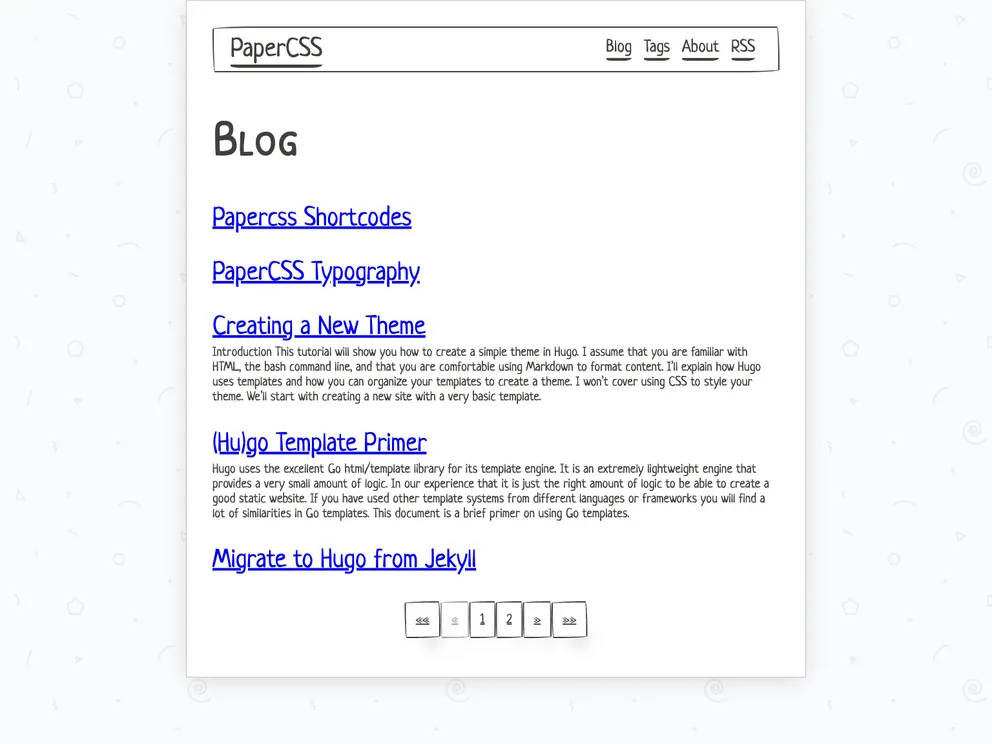 screenshot of Papercss Hugo Theme