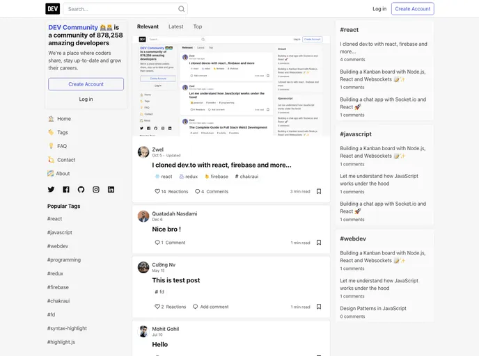screenshot of Dev.to Clone