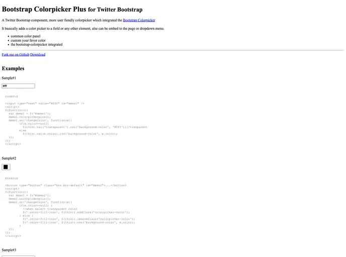 screenshot of Bootstrap Colorpicker Plus