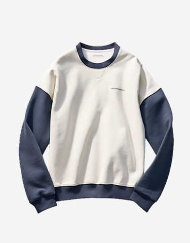 Bicolor Sweatshirt with Embroidered Logo
