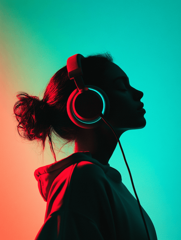 Silhouette with headphones