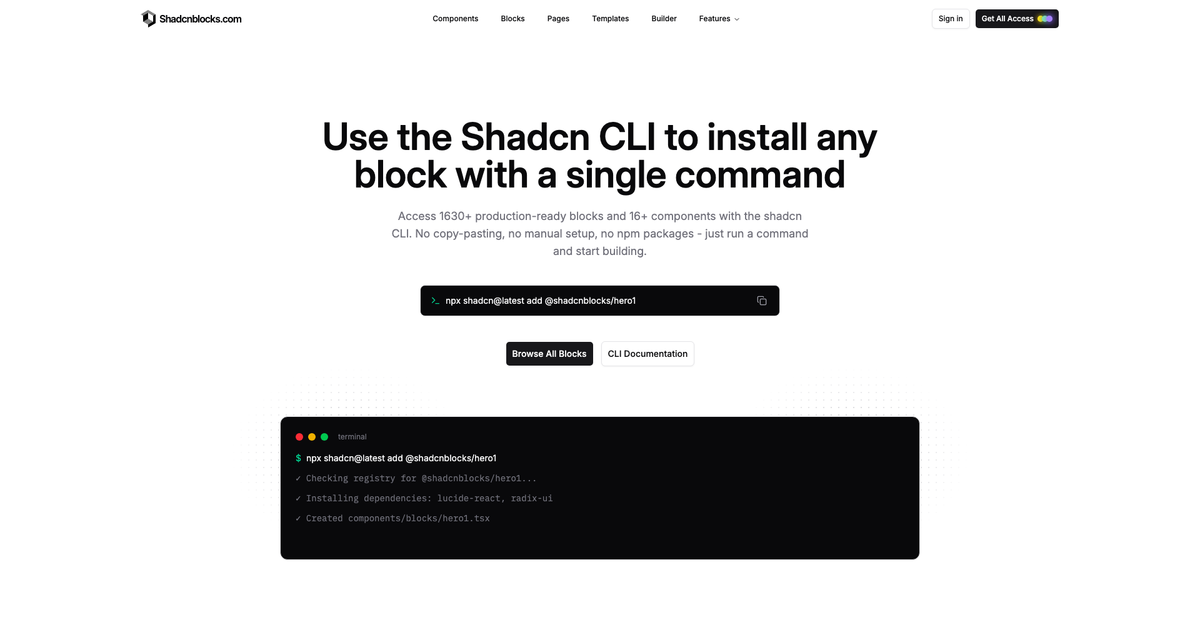 Shadcn CLI - Shadcnblocks.com