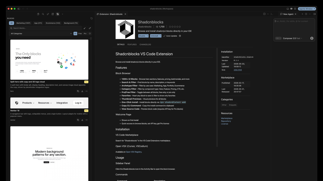 Shadcn IDE Extension preview