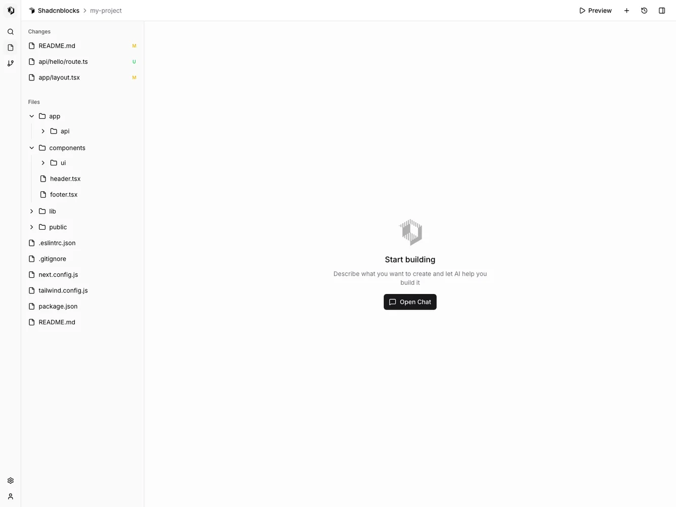 Shadcn IDE-Style File Explorer Shell shadcnblocks.com