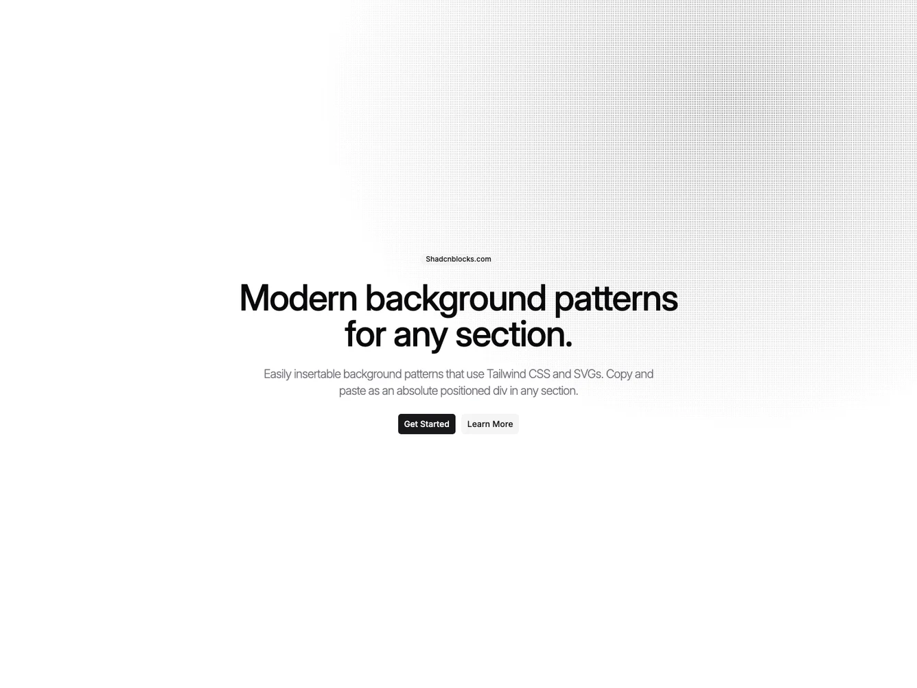 Shadcn Left Fade Dot Grid Background shadcnblocks.com