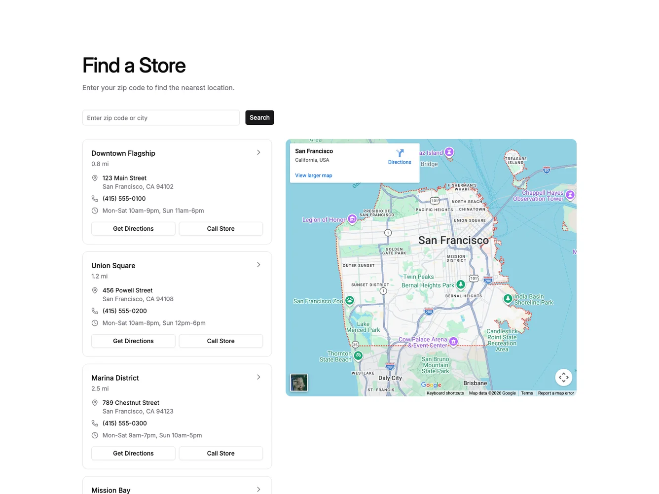 Shadcn Store Locator shadcnblocks.com