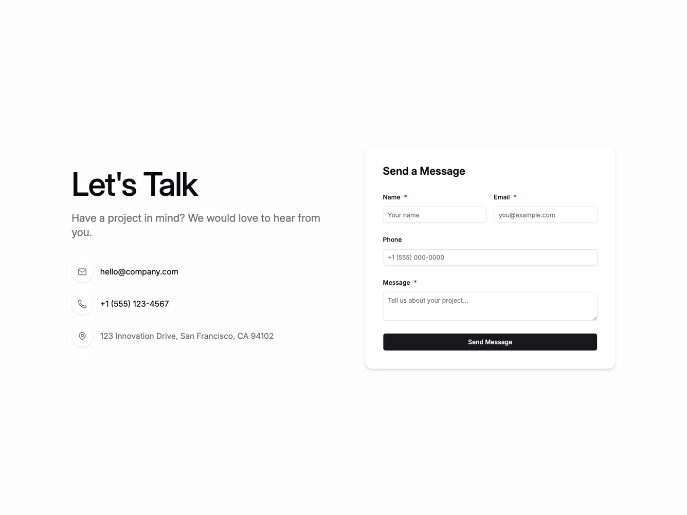 Shadcn Full-Height Hero Contact shadcnblocks.com