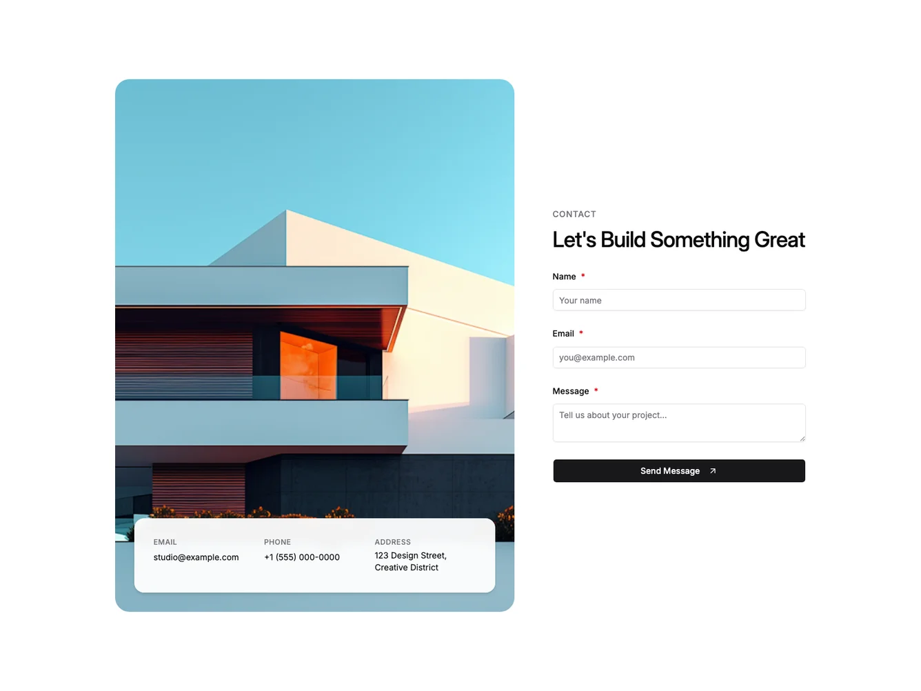 Shadcn Image with Floating Card shadcnblocks.com