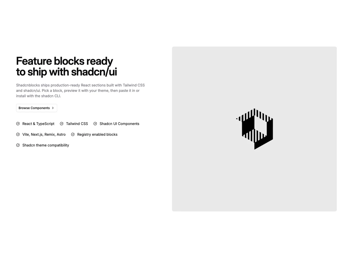 Shadcn Split Feature With Right Image shadcnblocks.com