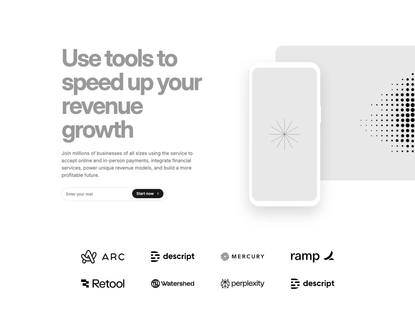 Shadcn Hero 105 - Split hero with email capture, devices, and logo grid